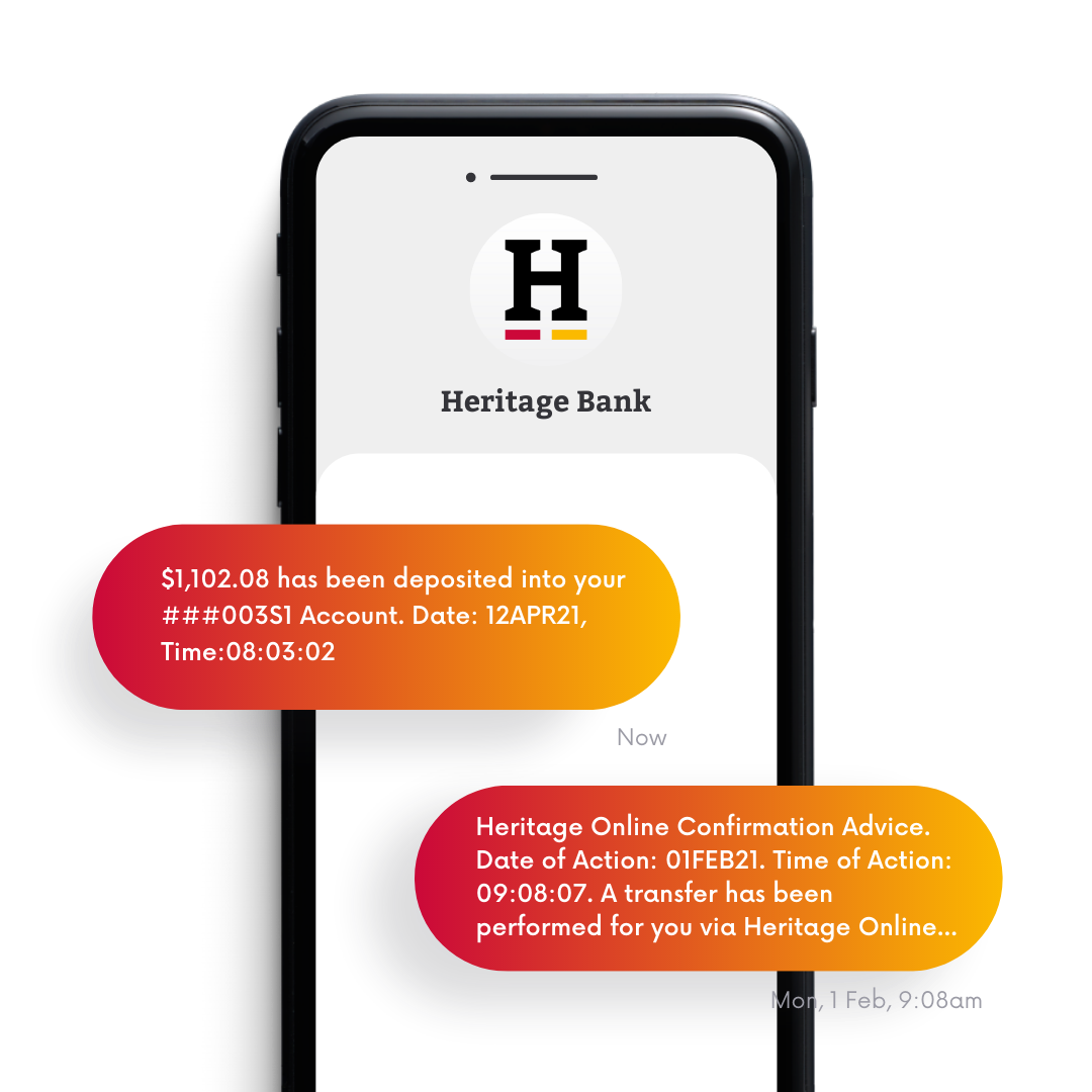 Heritage Bank SMS and Email Alerts