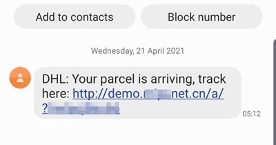Flubot scam text message - parcel delivery