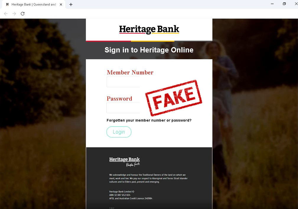 Fake Heritage Bank Google ad and website | 2021 News | Heritage Bank