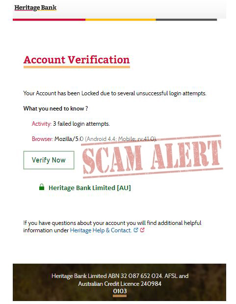 Phishing email example