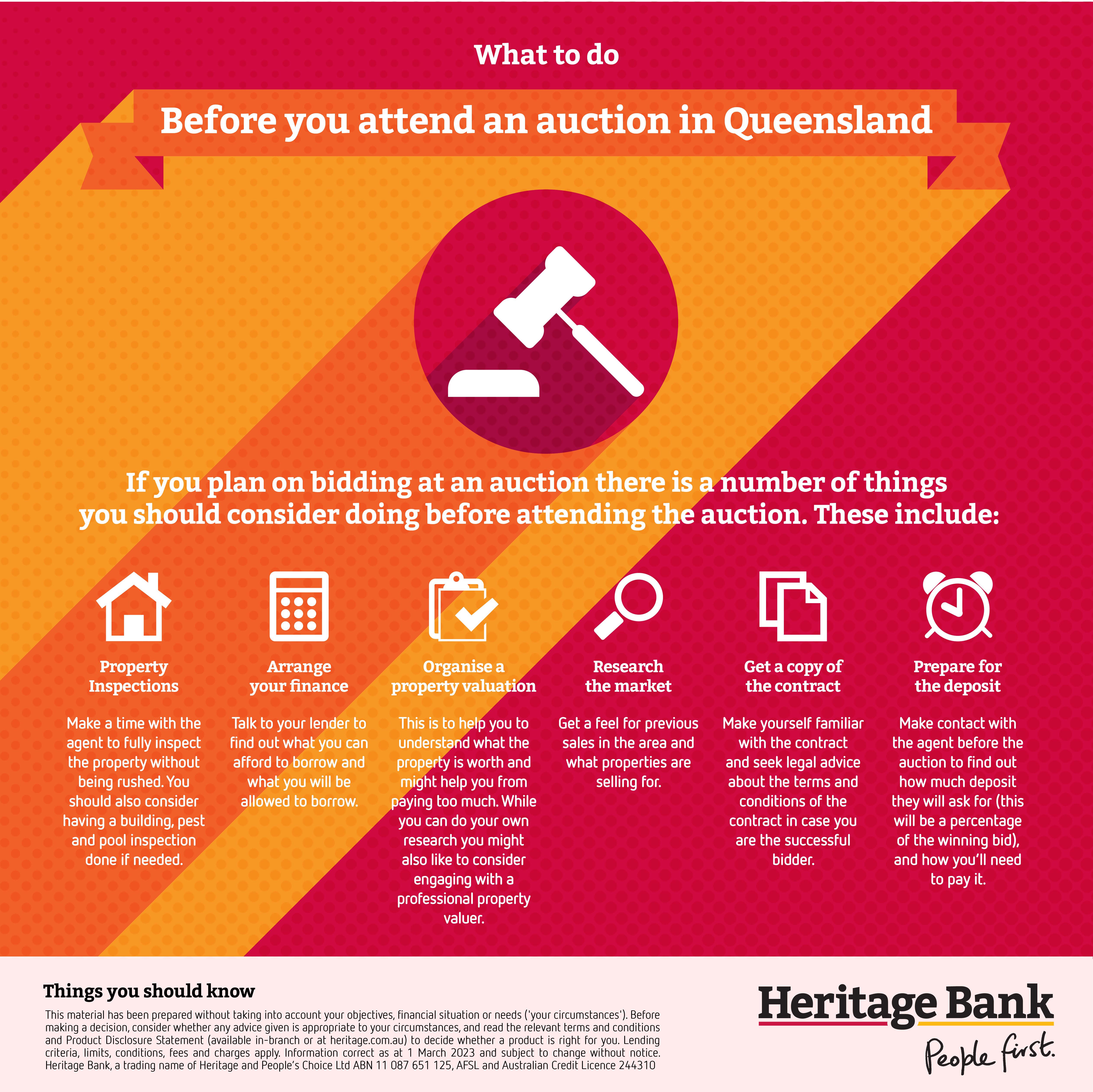 What to do before an auction - Heritage Bank infographic